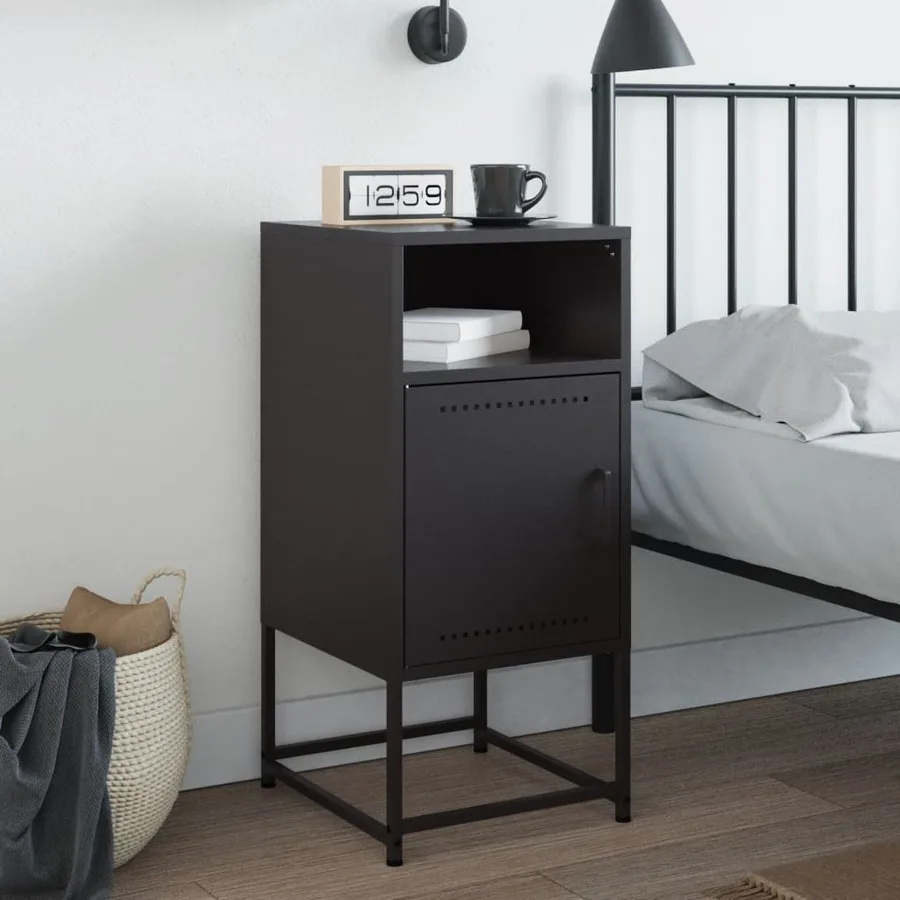 Table de chevet noir 36x39x78 cm acier - 3