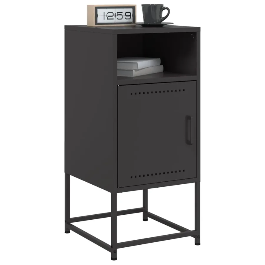 Table de chevet noir 36x39x78 cm acier - 4