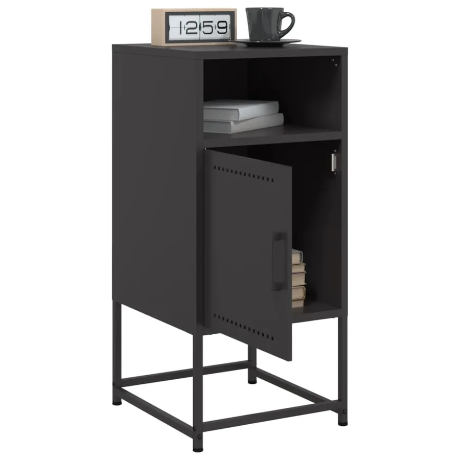 Table de chevet noir 36x39x78 cm acier - 5