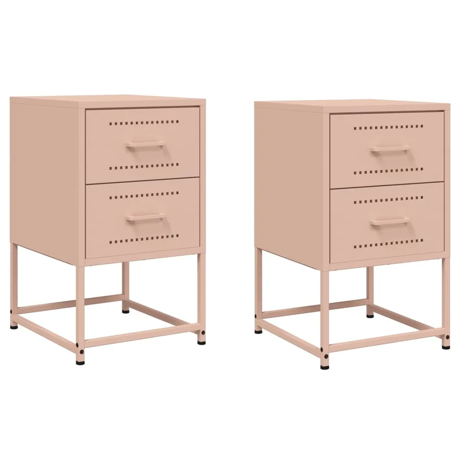 Tables de chevet 2 pcs rose 36x39x60,5 cm acier - 2