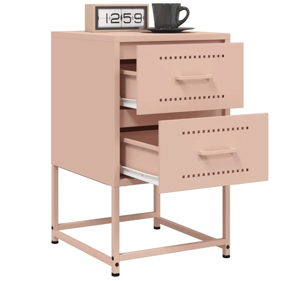 Tables de chevet 2 pcs rose 36x39x60,5 cm acier - 4