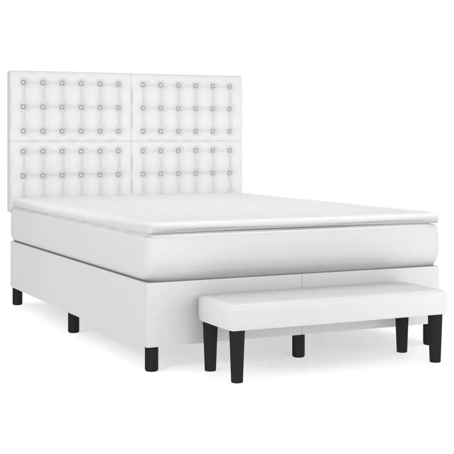 Sommier à lattes de lit avec matelas Blanc 140x200cm Similicuir - 2
