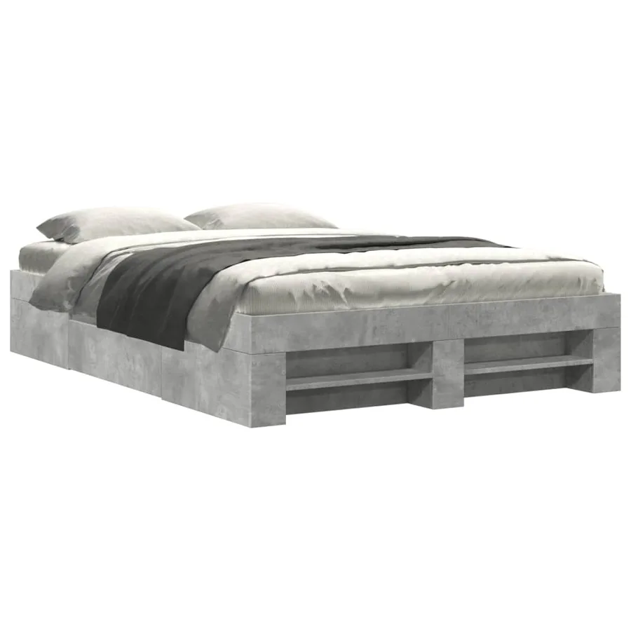 Cadre de lit sans matelas gris béton 135x190 cm bois ingénierie - 2