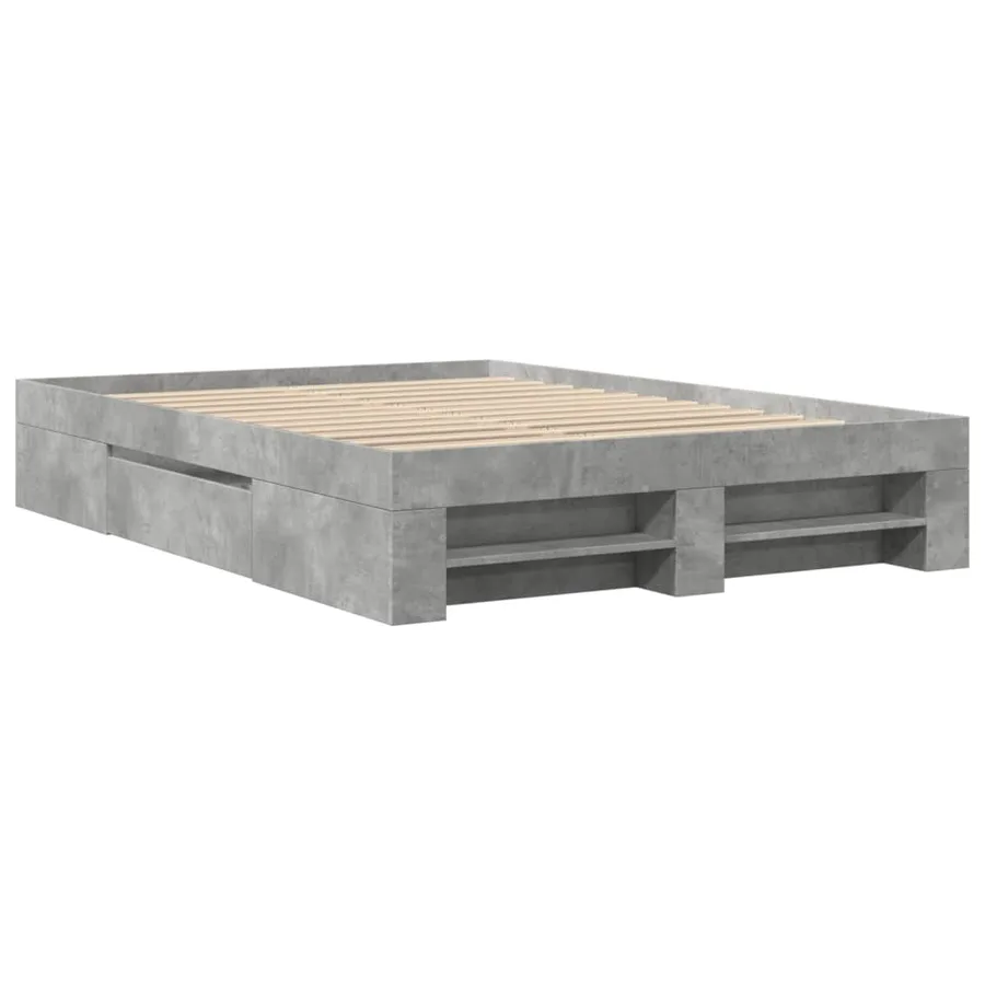 Cadre de lit sans matelas gris béton 135x190 cm bois ingénierie - 3