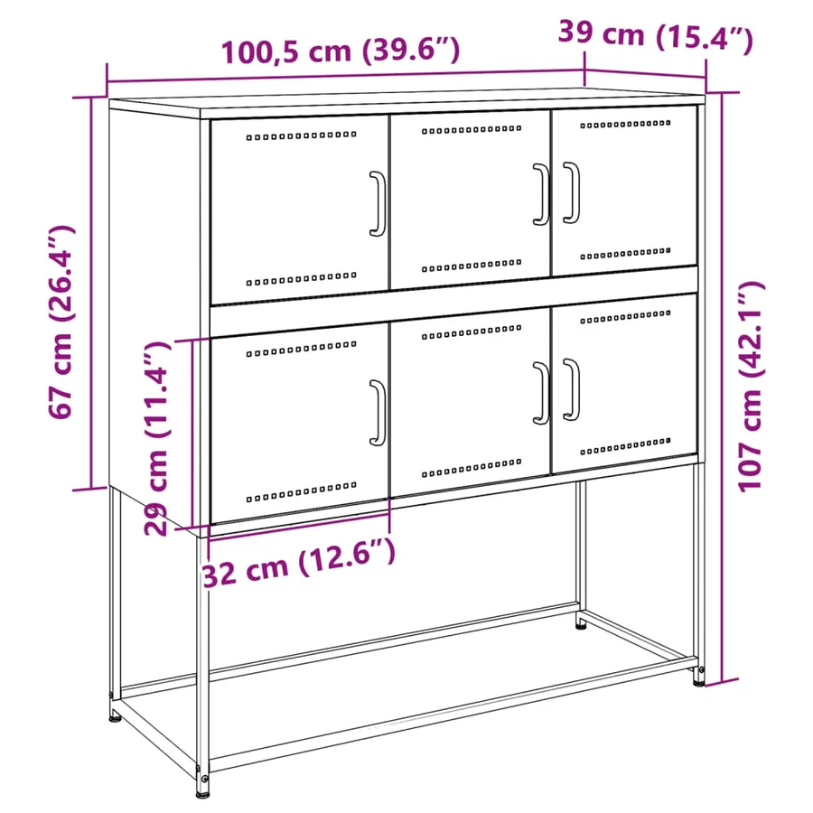 Buffet anthracite 100,5x39x107 cm acier - 14