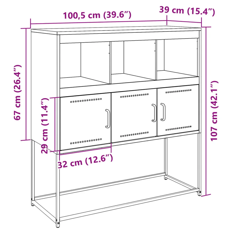 Buffet rose 100,5x39x107 cm acier - 14