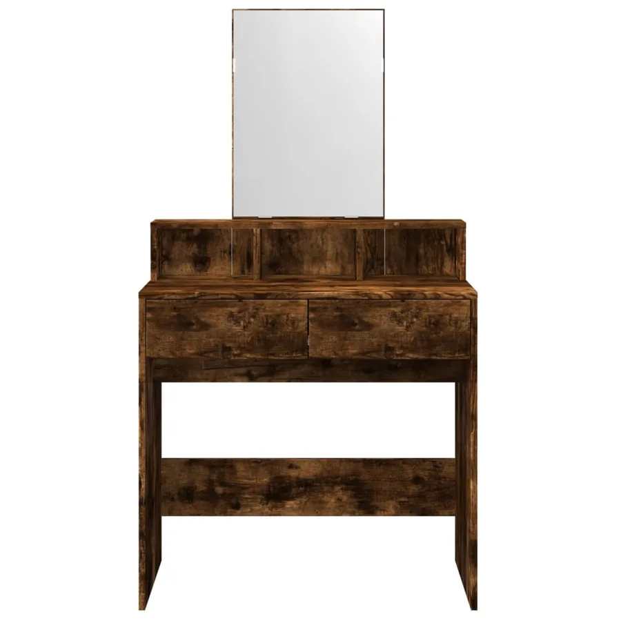 Coiffeuse avec miroir chêne fumé 80x41x144,5 cm - 4