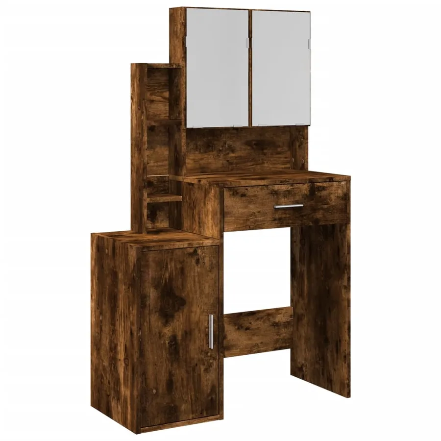 Coiffeuse avec armoire chêne fumé 80x35x132 cm - 2