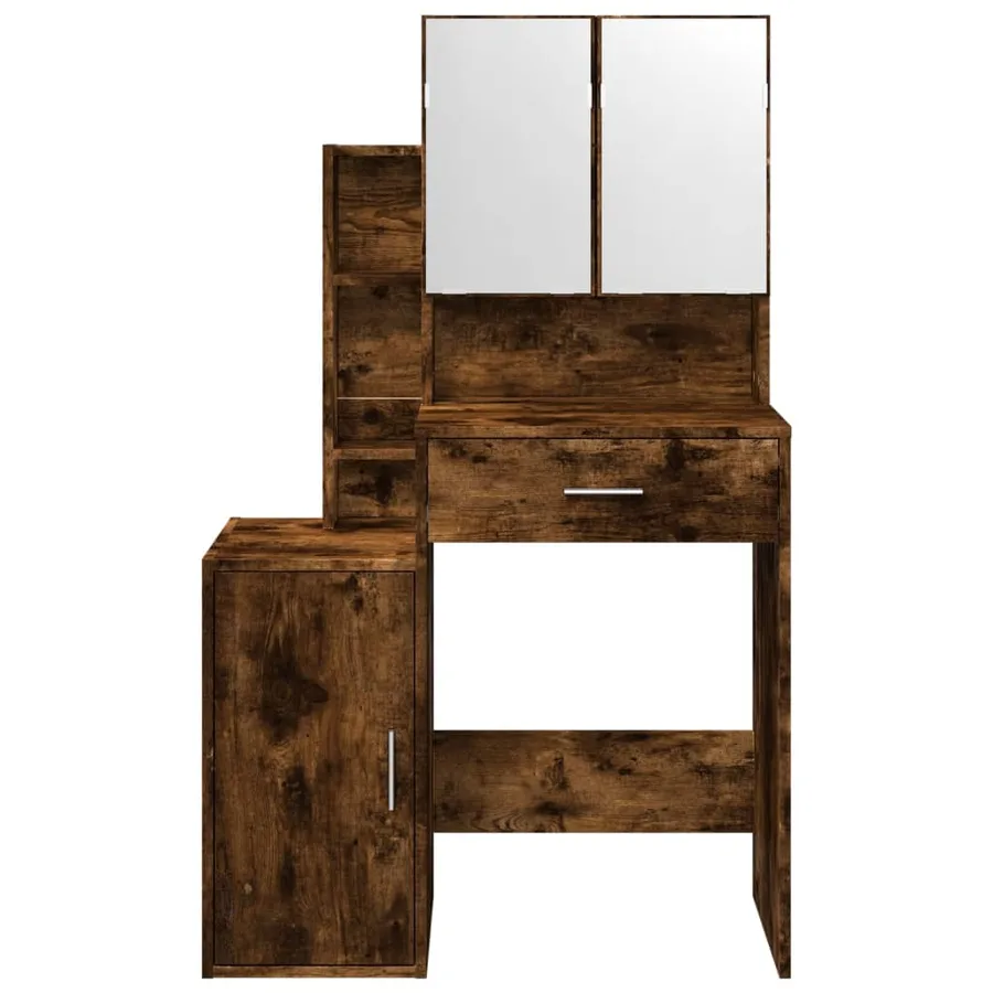 Coiffeuse avec armoire chêne fumé 80x35x132 cm - 5
