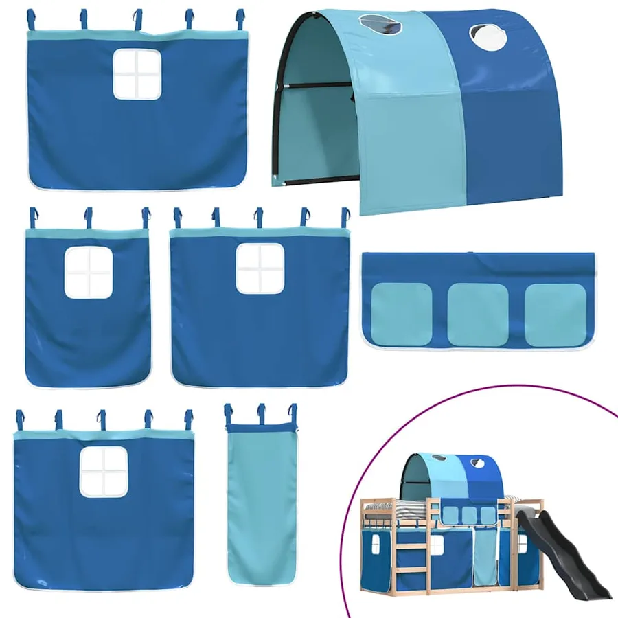Lit superposé sans matelas avec toboggan et rideaux 80x200 cm - 5