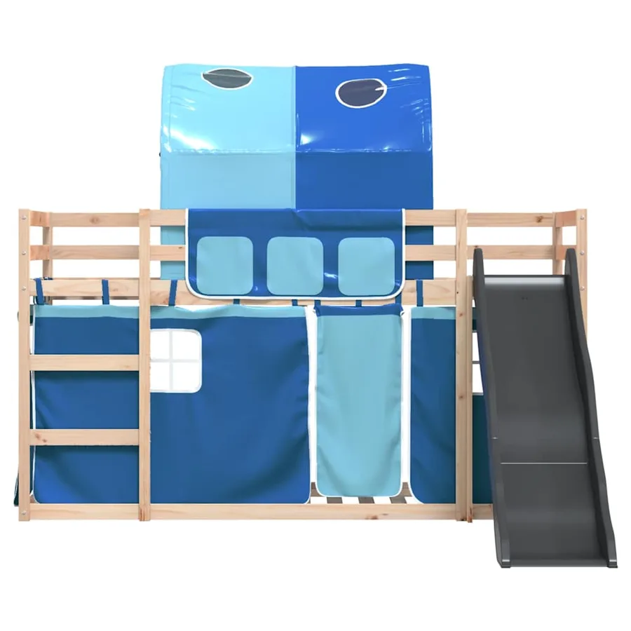 Lit superposé sans matelas avec toboggan et rideaux 80x200 cm - 7