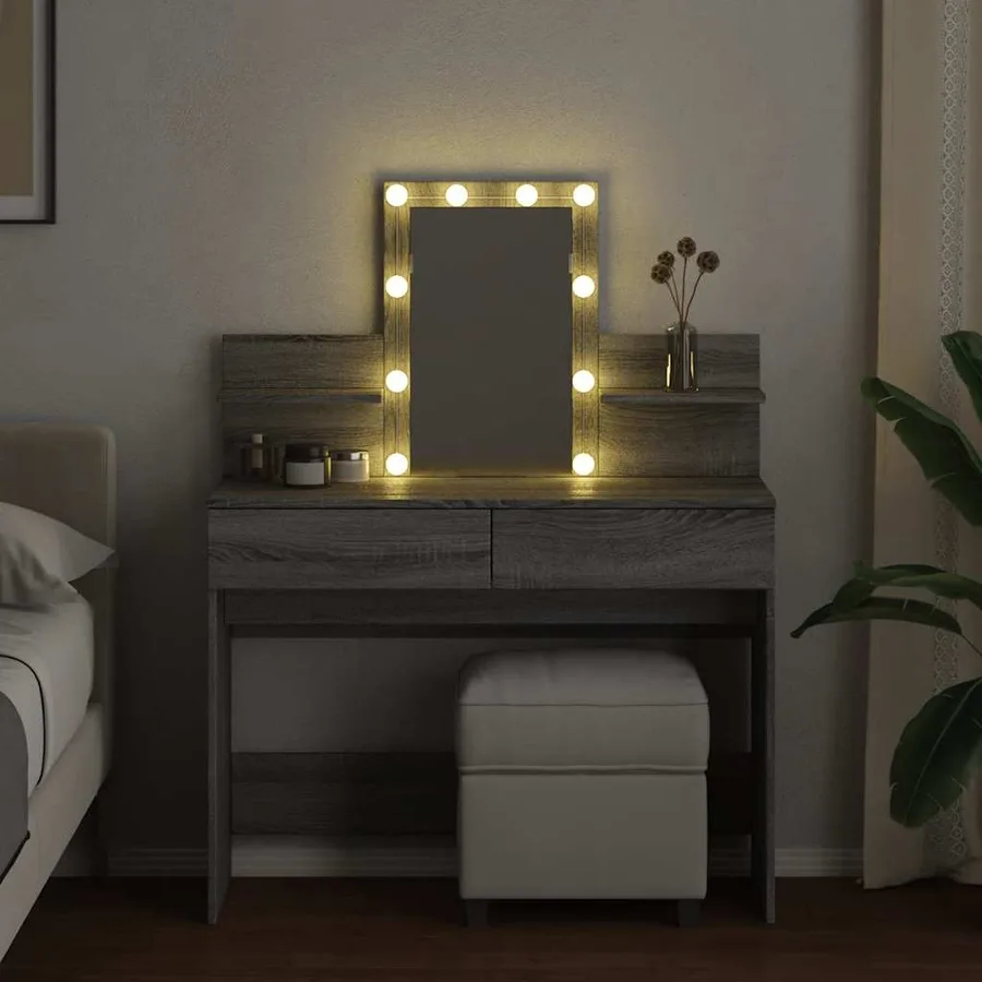 Coiffeuse avec LED sonoma gris 100x40x130 cm - 3