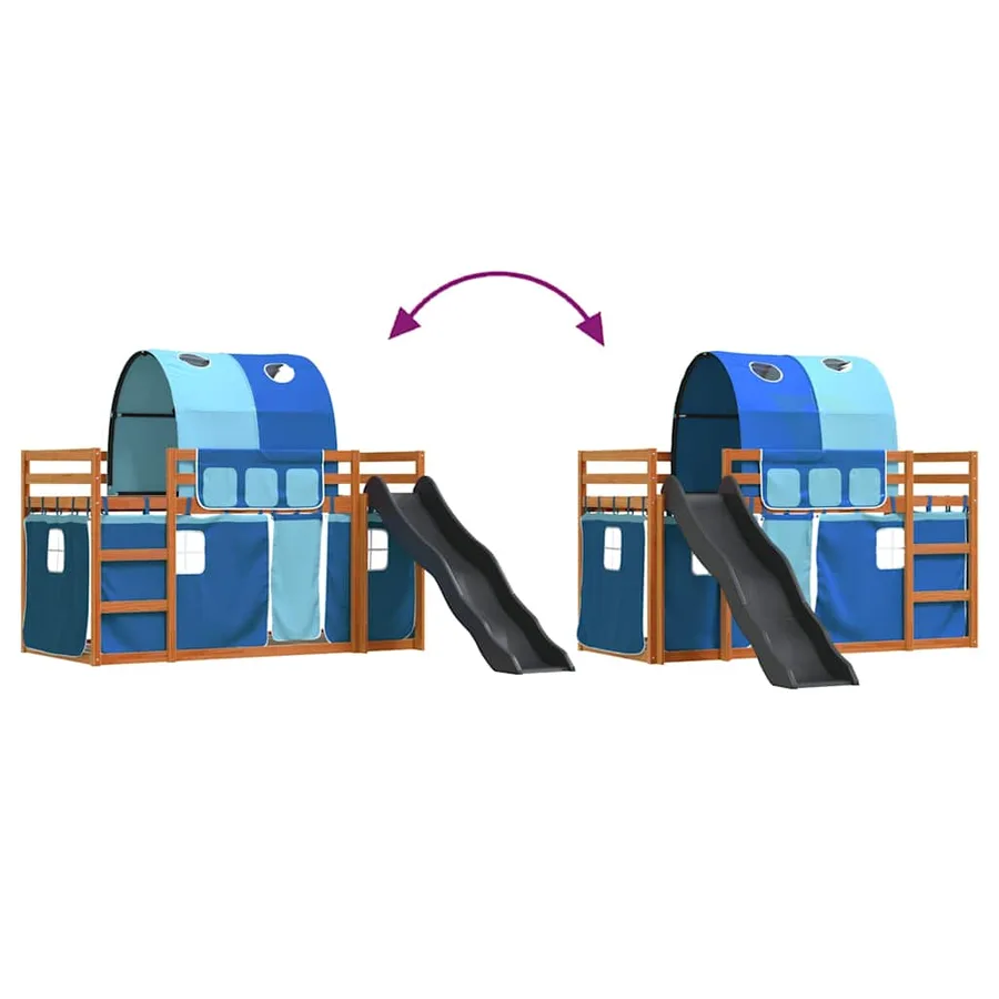 Lit superposé sans matelas avec toboggan et rideaux 80x200 cm - 11