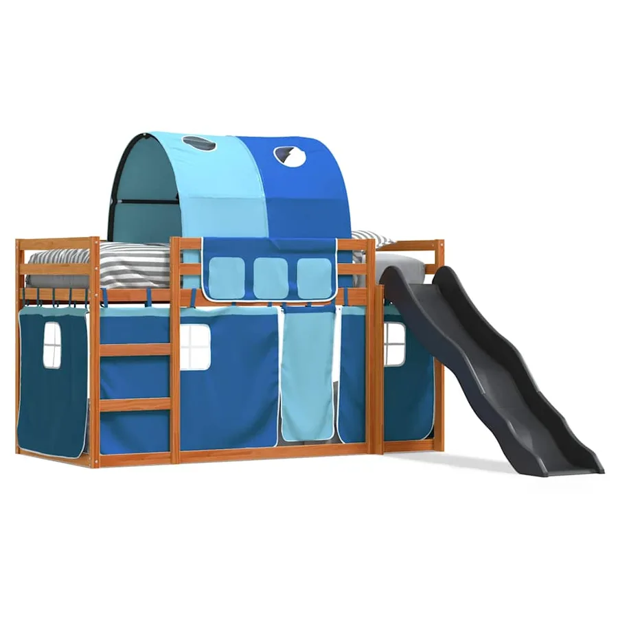 Lit superposé sans matelas avec toboggan et rideaux 80x200 cm - 2