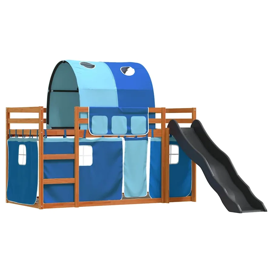 Lit superposé sans matelas avec toboggan et rideaux 80x200 cm - 3