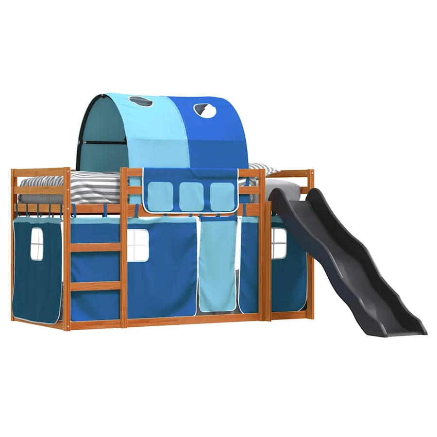 Lit superposé sans matelas avec toboggan et rideaux 80x200 cm - 4