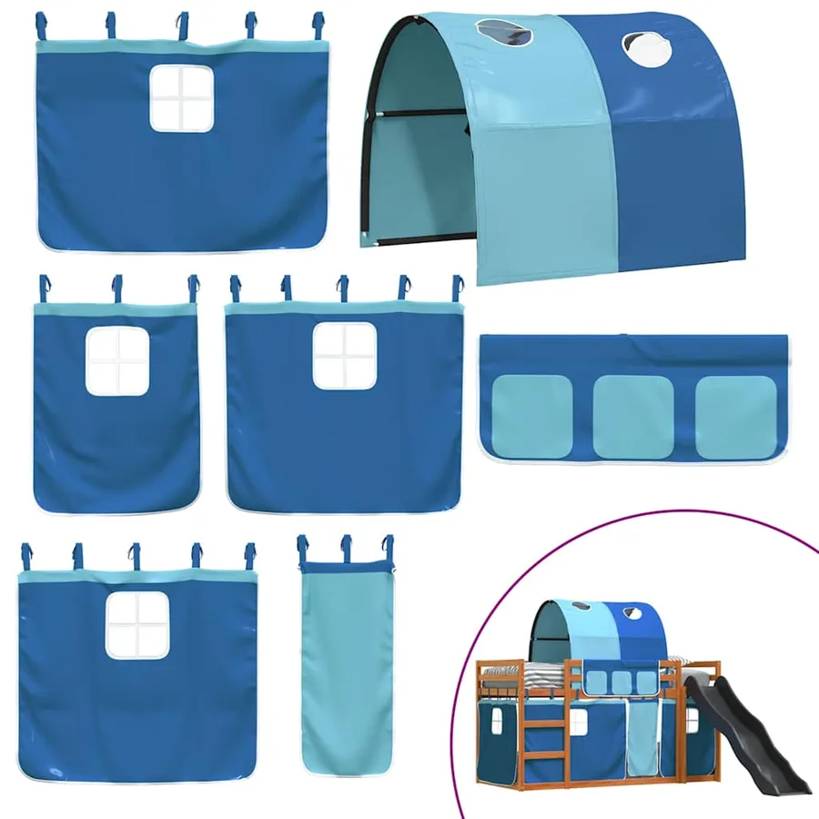 Lit superposé sans matelas avec toboggan et rideaux 80x200 cm - 5