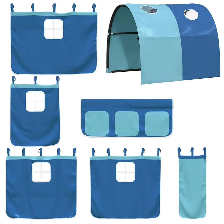 Lit superposé sans matelas avec toboggan et rideaux 80x200 cm - 6