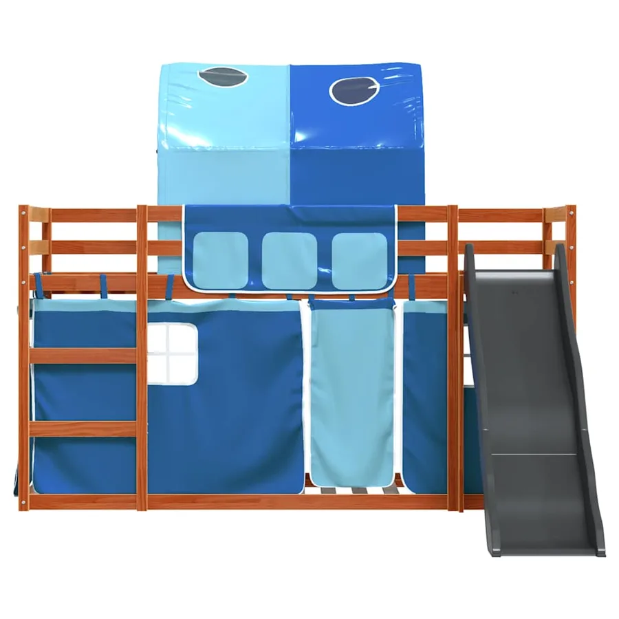 Lit superposé sans matelas avec toboggan et rideaux 80x200 cm - 7