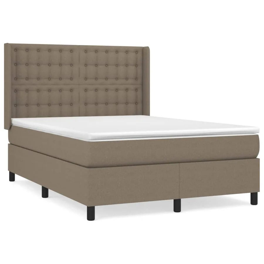 Sommier à lattes de lit avec matelas Taupe 140x190 cm Tissu - 2