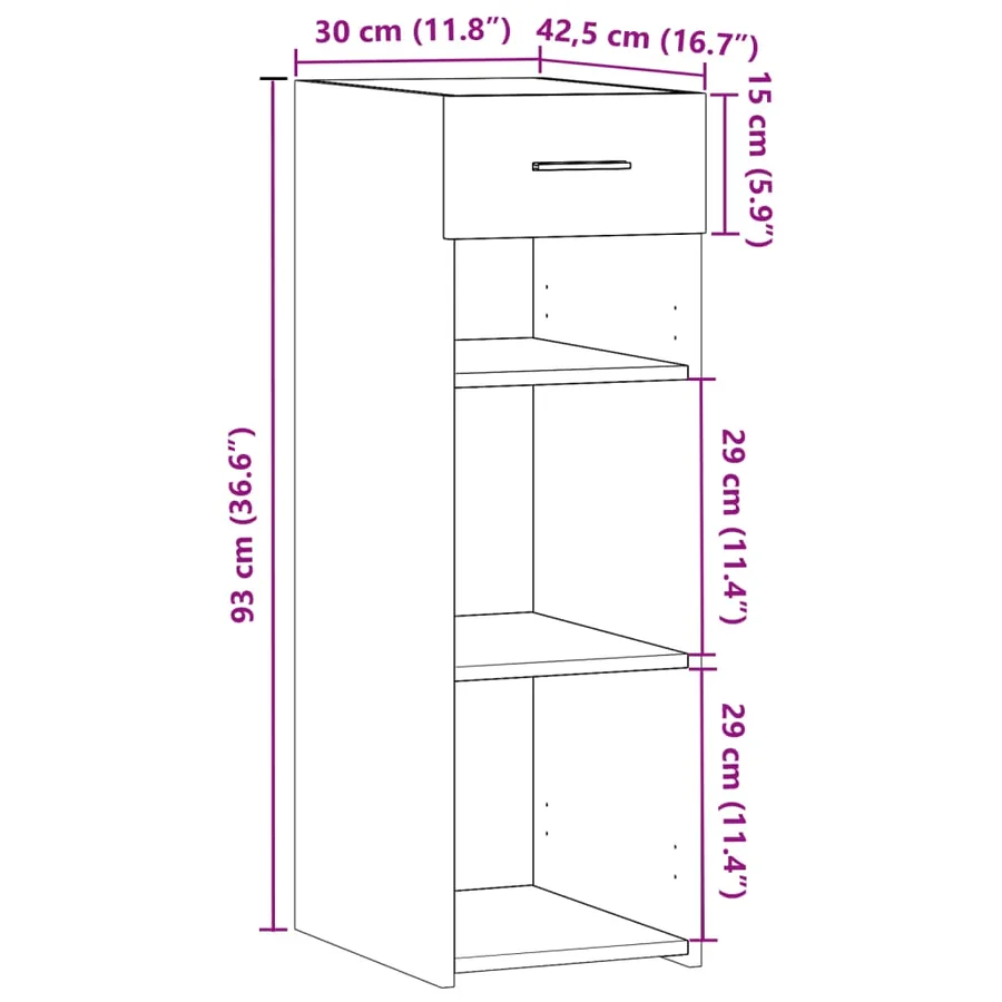 Buffet chêne fumé 30x42,5x93 cm bois d'ingénierie - 10