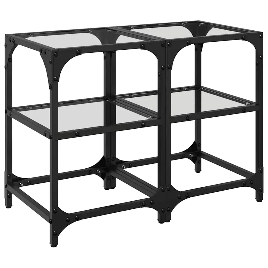 Tables basses avec dessus en verre transparent 2 pcs acier - 2