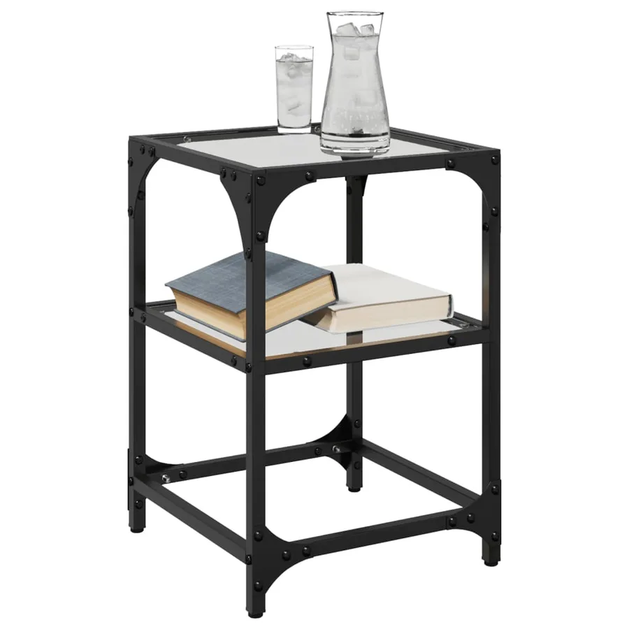 Tables basses avec dessus en verre transparent 2 pcs acier - 3