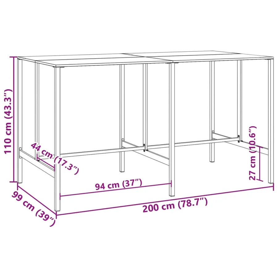 Ensemble de bar de jardin 11 pcs noir acier enduit de poudre - 12