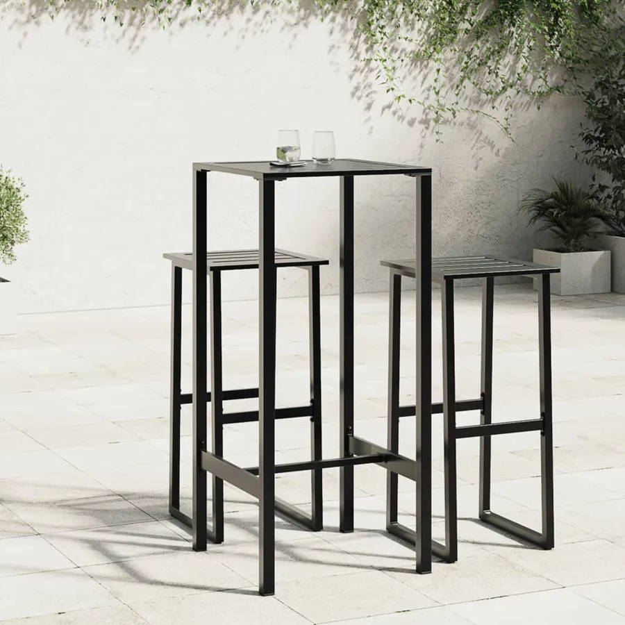 Table de bar noir 50x50x110 cm acier enduit de poudre - 3