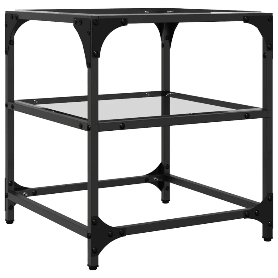 Table basse avec dessus en verre transparent 40x40x45 cm acier - 6