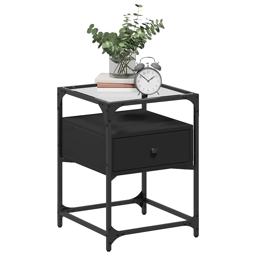 Tables de chevet 2 pcs noir 40x40x55 cm bois d’ingénierie - 3