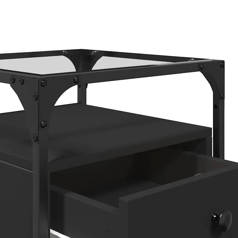 Tables de chevet 2 pcs noir 40x40x55 cm bois d’ingénierie - 9