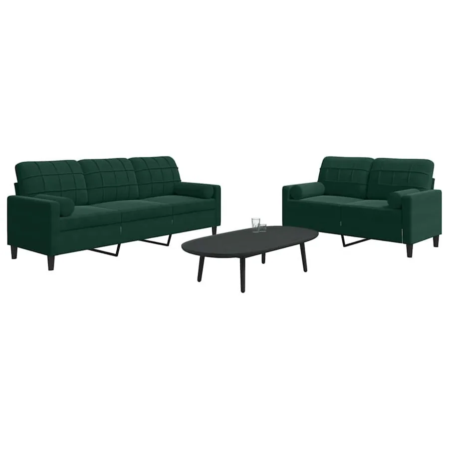 Ensemble de canapés 2 pcs avec coussins et traversins velours
