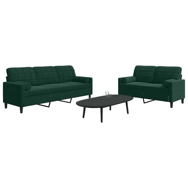 Ensemble de canapés 2 pcs avec coussins et traversins velours