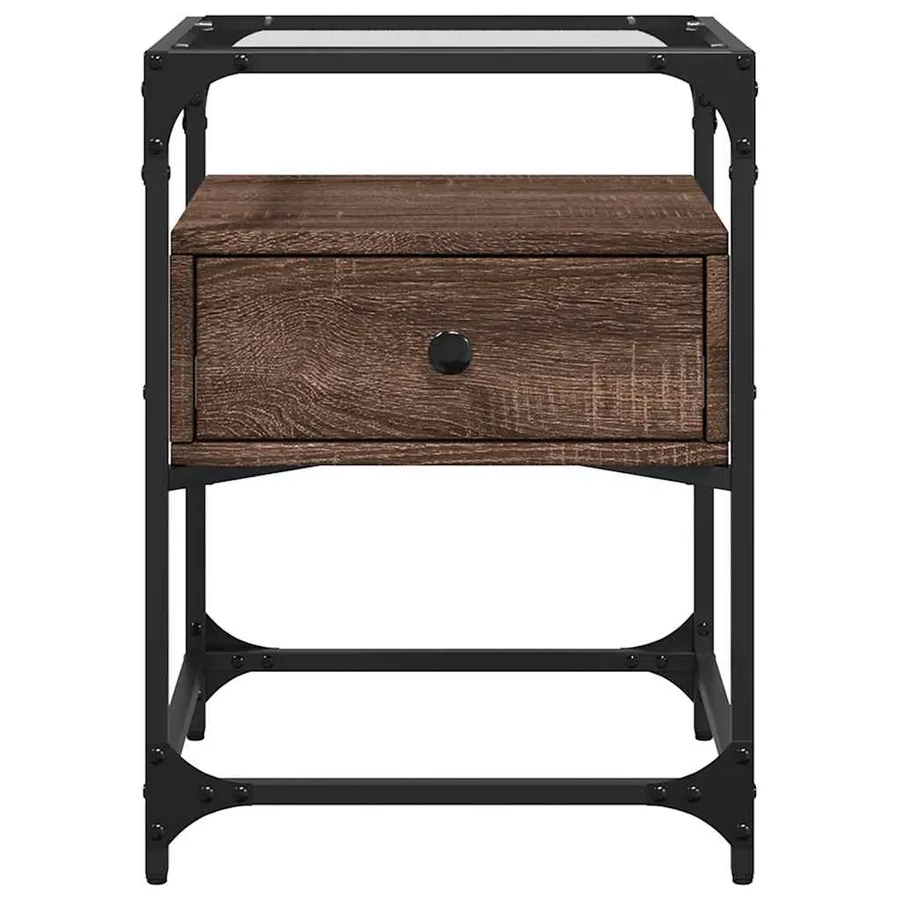 Table de chevet chêne marron 40x40x55 cm bois d’ingénierie - 4