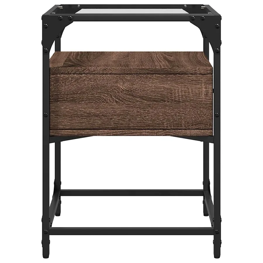 Table de chevet chêne marron 40x40x55 cm bois d’ingénierie - 5