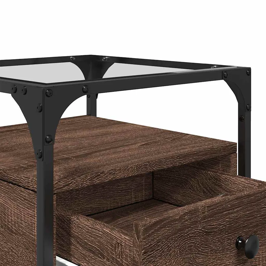 Table de chevet chêne marron 40x40x55 cm bois d’ingénierie - 8