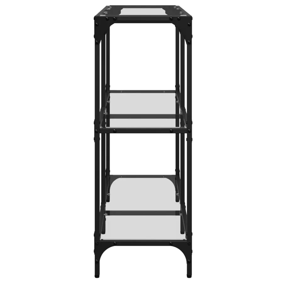 Table console avec dessus en verre transparent 98x30x81cm acier - 5