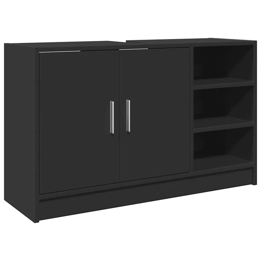 Armoire d'évier noir 90x29x55 cm bois d'ingénierie - 2