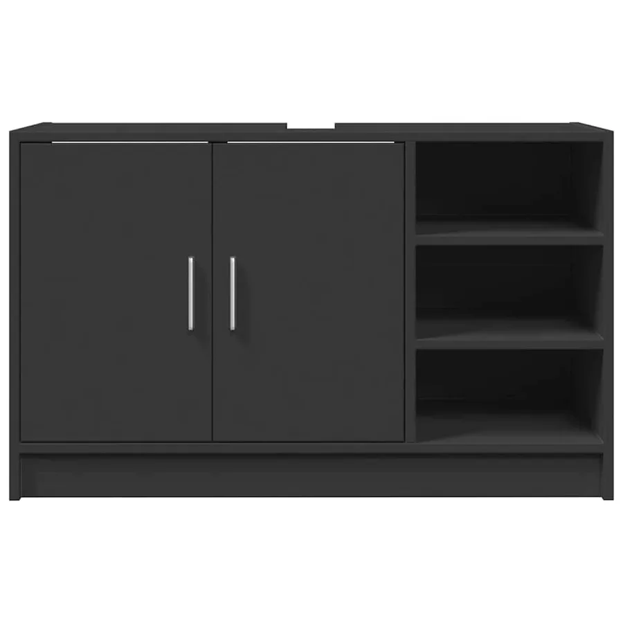 Armoire d'évier noir 90x29x55 cm bois d'ingénierie - 4