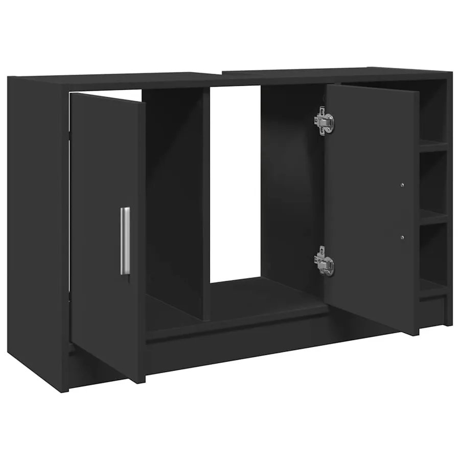 Armoire d'évier noir 90x29x55 cm bois d'ingénierie - 5