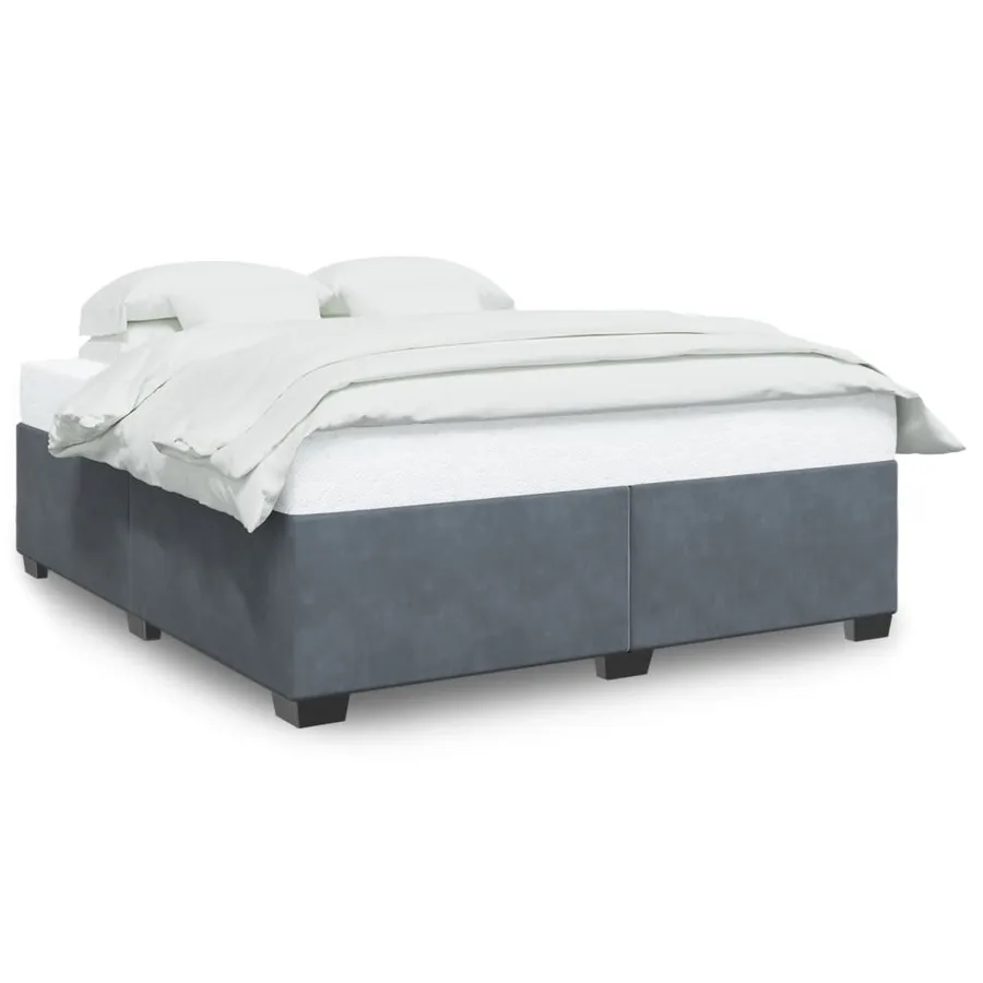 Cadre de lit sans matelas gris foncé 200x200 cm velours - 2
