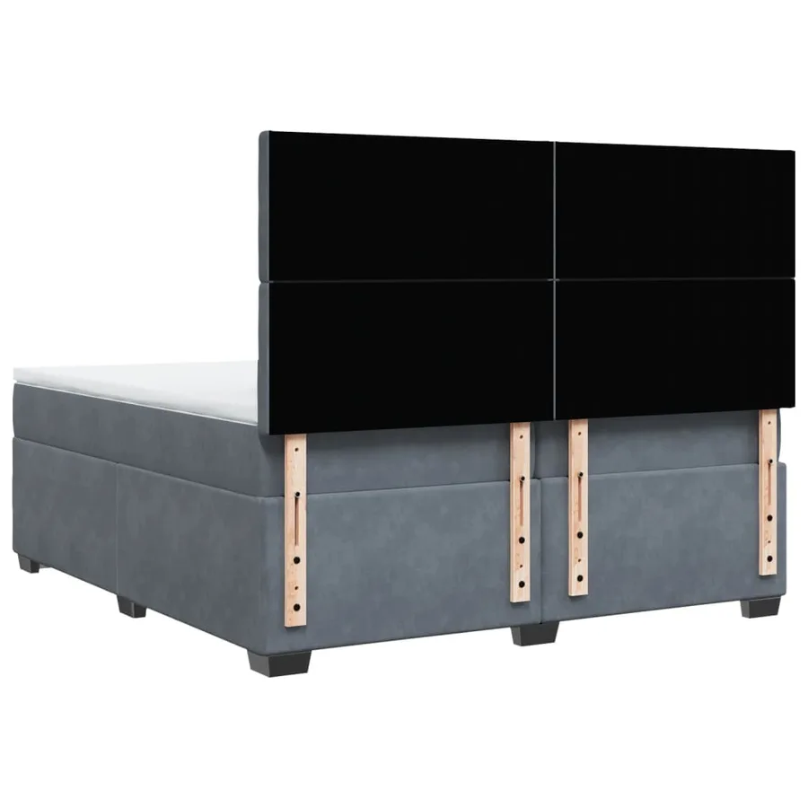 Sommier à lattes de lit et matelas Gris foncé 200x200cm Velours - 12