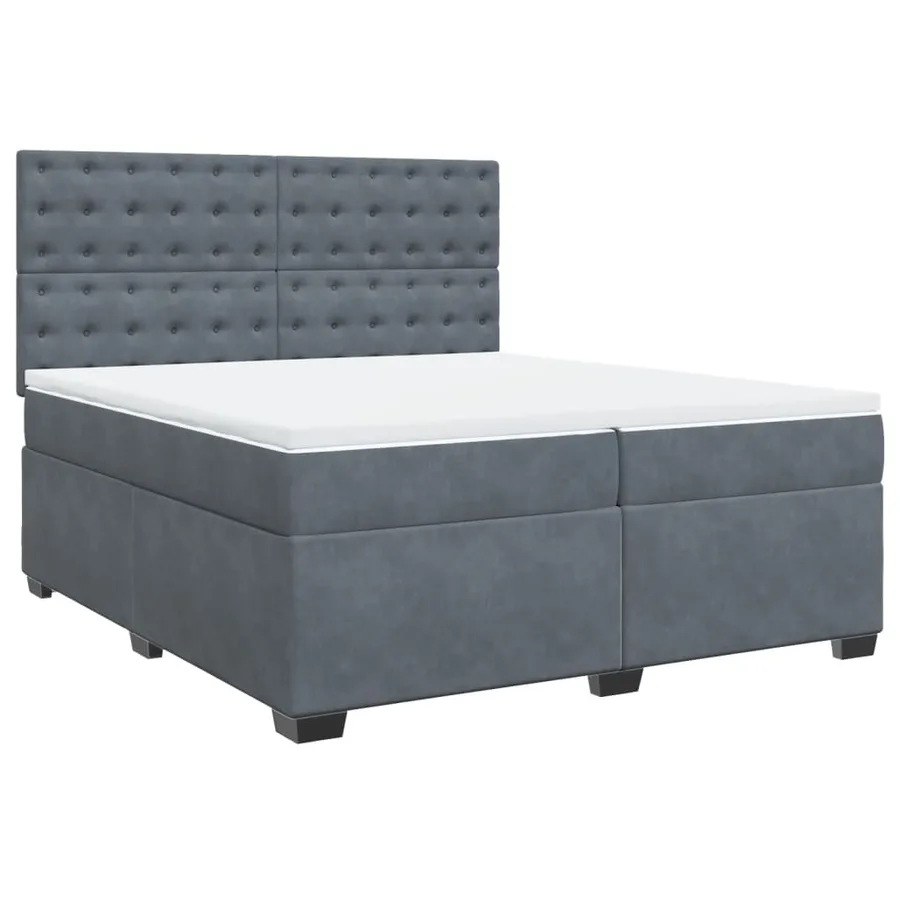 Sommier à lattes de lit et matelas Gris foncé 200x200cm Velours - 3