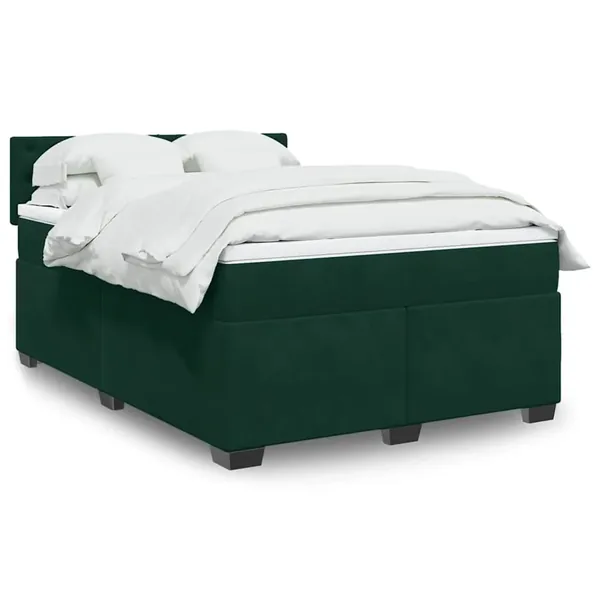 Sommier à lattes de lit et matelas Vert foncé 140x190cm Velours