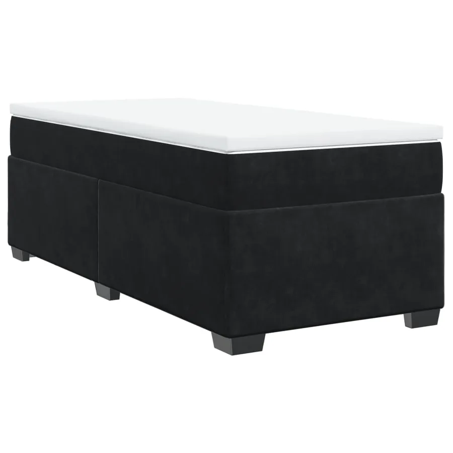 Sommier à lattes de lit avec matelas Noir 100x200 cm Velours - 2