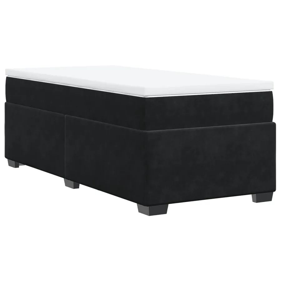 Sommier à lattes de lit avec matelas Noir 100x200 cm Velours - 9