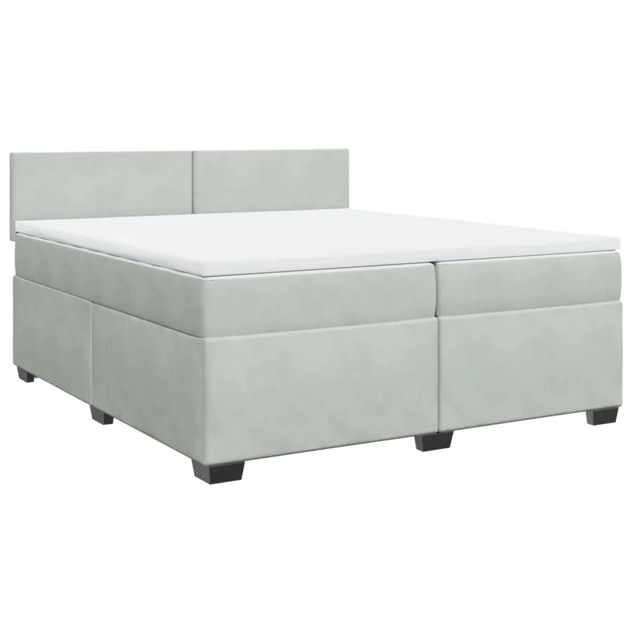 Sommier à lattes de lit et matelas Gris clair 200x200cm Velours - 2