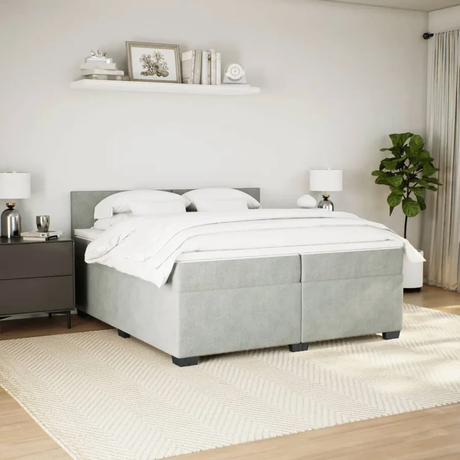 Sommier à lattes de lit et matelas Gris clair 200x200cm Velours - 3