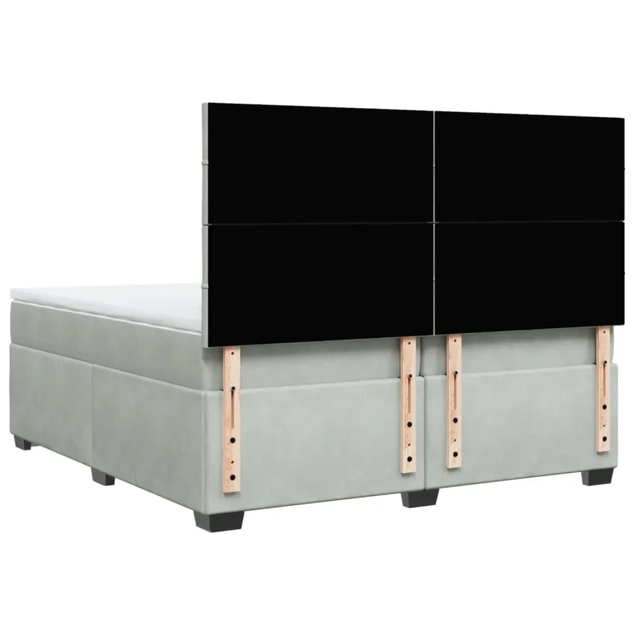 Sommier à lattes de lit et matelas Gris clair 200x200cm Velours - 10